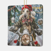 Greyhound Hond Rijden Motorfiets Kerstmis Keramisch Ornament (Links)