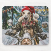 Greyhound Hond Rijden Motorfiets Kerstmis Muismat (Voorkant)