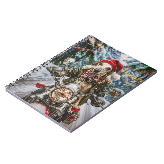 Greyhound Hond Rijden Motorfiets Kerstmis Notitieboek (Linkerzijde)