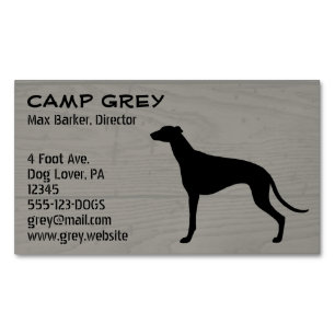 Greyhound Hond Silhouet Faux Hout Korrel Stijl Visitekaartje Magneet