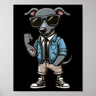 Greyhound I Love Dad Funny Dog Tattoo Poster
