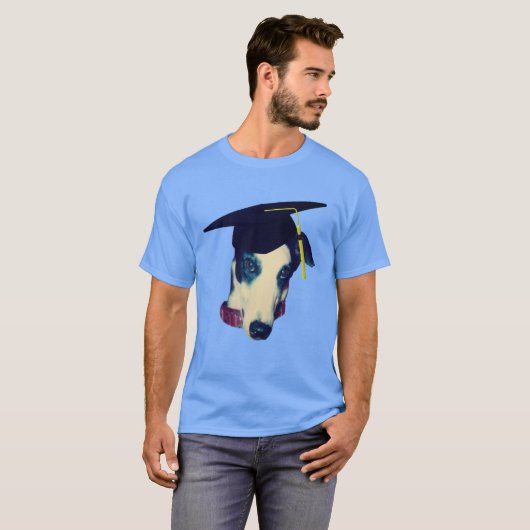 Greyhound in Gradup Cap Funny Dog T-shirt (Voorkant volledig)
