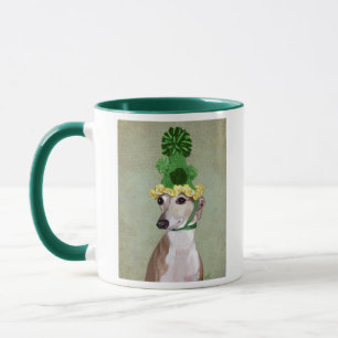 Greyhound in Groen Gebreid Pet Mok