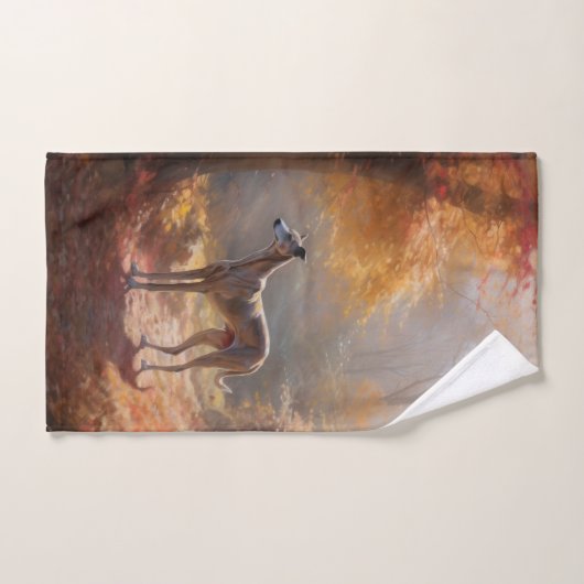 Greyhound in Herfstbladeren Herfst Inspire Bad Handdoek (Handdoek)