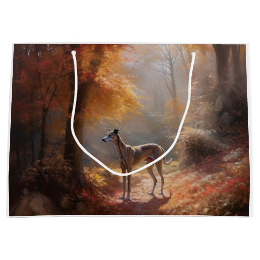 Greyhound in Herfstbladeren Herfst Inspire Groot Cadeauzakje (Voorkant)
