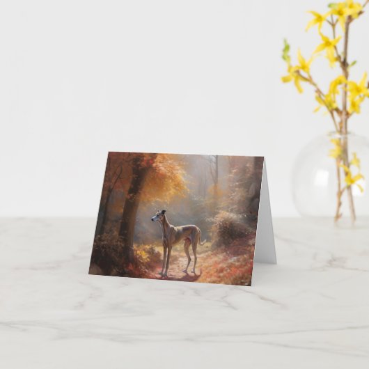Greyhound in Herfstbladeren Herfst Inspire Kaart (Gele Bloem)
