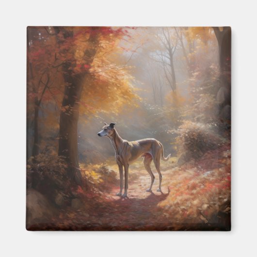 Greyhound in Herfstbladeren Herfst Inspire Magneet (Voorkant)