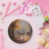 Greyhound in Herfstbladeren Herfst Inspire Papieren Bordje (Feest)
