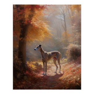 Greyhound in Herfstbladeren Herfst Inspire Perfect Poster