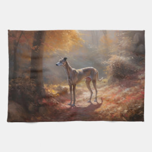 Greyhound in Herfstbladeren Herfst Inspire Theedoek