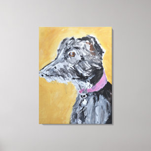 Greyhound in Roze Halsband Canvas Afdruk