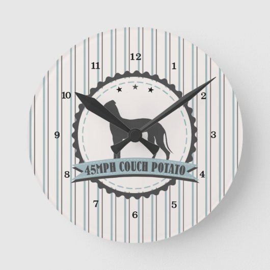 Greyhound in ruste Racer 45mph Lazy Dog Ronde Klok (Voorkant)