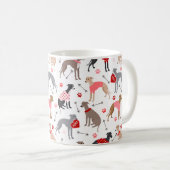 Greyhound italien Valentine Motif café Mug (Devant droit)