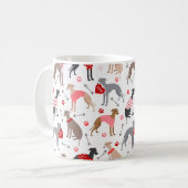 Greyhound italien Valentine Motif café Mug (Devant gauche)