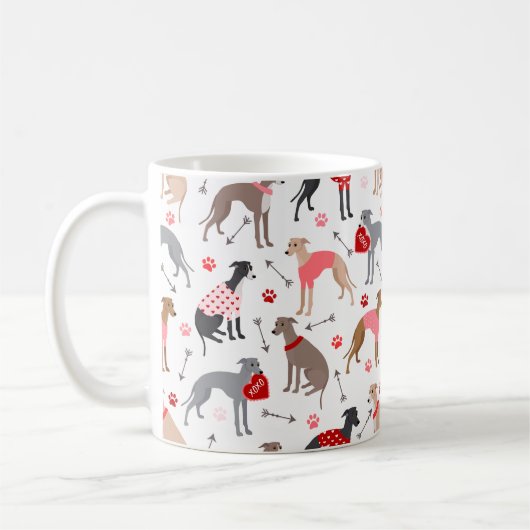 Greyhound italien Valentine Motif café Mug (Gauche)