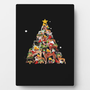 Greyhound Kerstboom Lichtjes Grappige Hond Kerstmi Fotoplaat