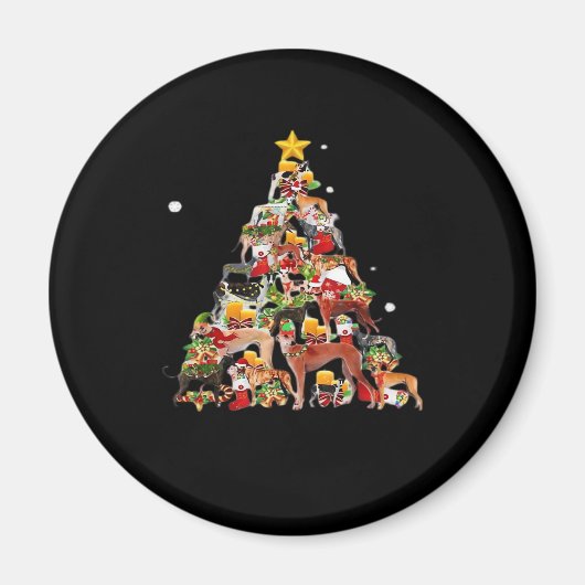 Greyhound kerstboomverlichting Funny Dog Xmas Gif Magneet (Voorkant)