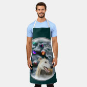 Greyhound kerstcadeautjes schort (Gedragen)