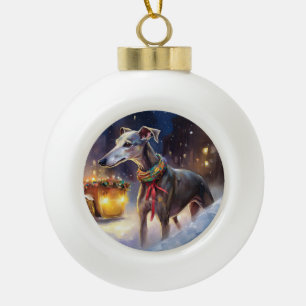 Greyhound Kerstfeest Seizoen Keramische Bal Ornament