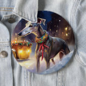 Greyhound Kerstfeest Seizoen Ronde Button 6,0 Cm (In situ)