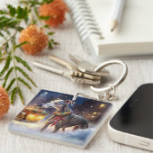 Greyhound Kerstfeest Seizoen Sleutelhanger (Voorkant Rechts)