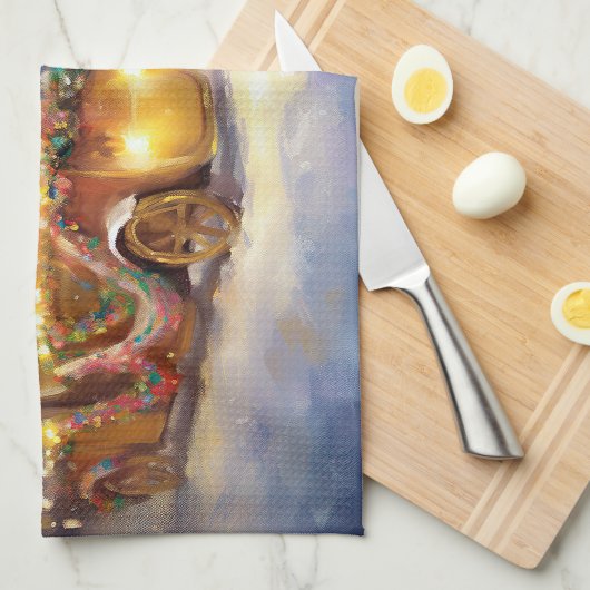 Greyhound Kerstfeest Seizoen Theedoek (Quarter Fold)