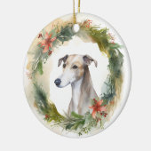 Greyhound Kerstkrans Feestelijke Pup Keramisch Ornament (Links)