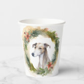 Greyhound Kerstkrans Feestelijke Pup Papieren Bekers (Voorkant)