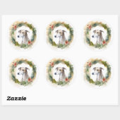 Greyhound Kerstkrans Feestelijke Pup Ronde Sticker (Vel)