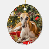 Greyhound Kerstmis Keramisch Ornament (Links)