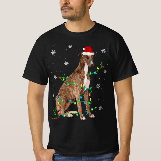 Greyhound Kerstmis Light Santa Greyhound T-shirt (Voorkant)