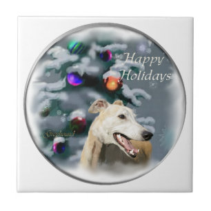 Greyhound Kerstmis Tegeltje
