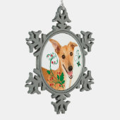Greyhound kerstornament tin sneeuwvlok ornament (Links)