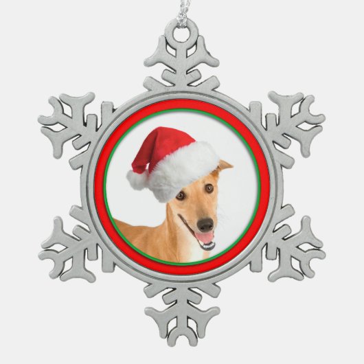 Greyhound kerstornament tin sneeuwvlok ornament (Voorkant)