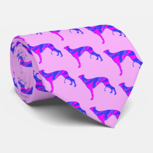 Greyhound Lurcher Dog Pink Silhouette Pink Neck Stropdas