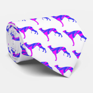 Greyhound Lurcher Dog Pink Silhouette Witte Hals Stropdas
