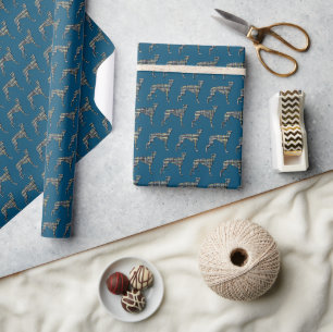 Greyhound Lurcher Dog Silhouette Y&B Blue Gift Cadeaupapier