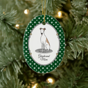 Greyhound Ma (flauw wit) Cute Dog mam Funny Keramisch Ornament