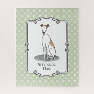 Greyhound Ma (flauwwit) Cute Dog mama Legpuzzel