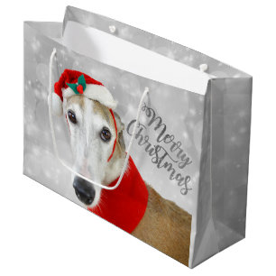 Greyhound Merry Kerstmis Large Cadeautasje