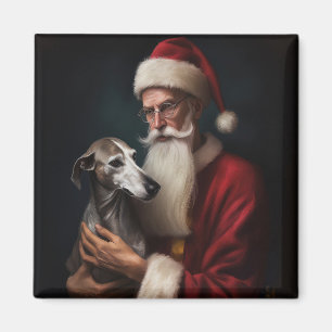 Greyhound met Kerstman Feestelijke Kerstmis Magneet