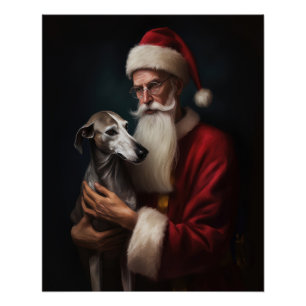 Greyhound met Kerstman Feestelijke Kerstmis Perfect Poster