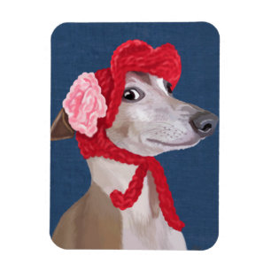 Greyhound met Pet van Red Wooly Magneet
