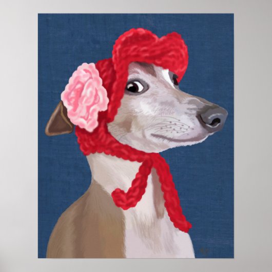Greyhound met Pet van Red Wooly Poster (Voorkant)