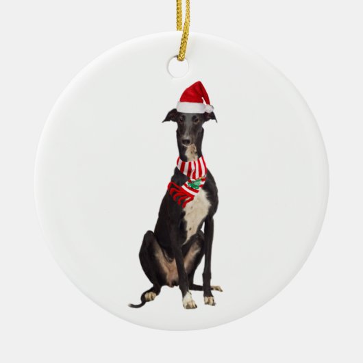 Greyhound met Petten kerst Keramisch Ornament (Voorkant)