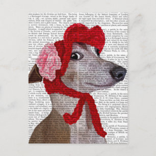 Greyhound met Red Wooly Pet 2 Briefkaart