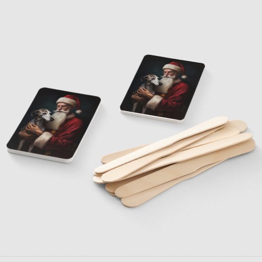 Greyhound Met Sinterklaas Feestelijke Kerstmis Handwaaier (Niet-gemonteerd)