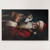 Greyhound Met Sinterklaas Feestelijke Kerstmis Legpuzzel (Horizontaal)