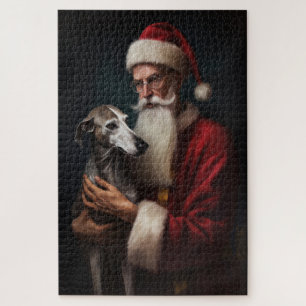 Greyhound Met Sinterklaas Feestelijke Kerstmis Legpuzzel