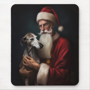 Greyhound Met Sinterklaas Feestelijke Kerstmis Muismat